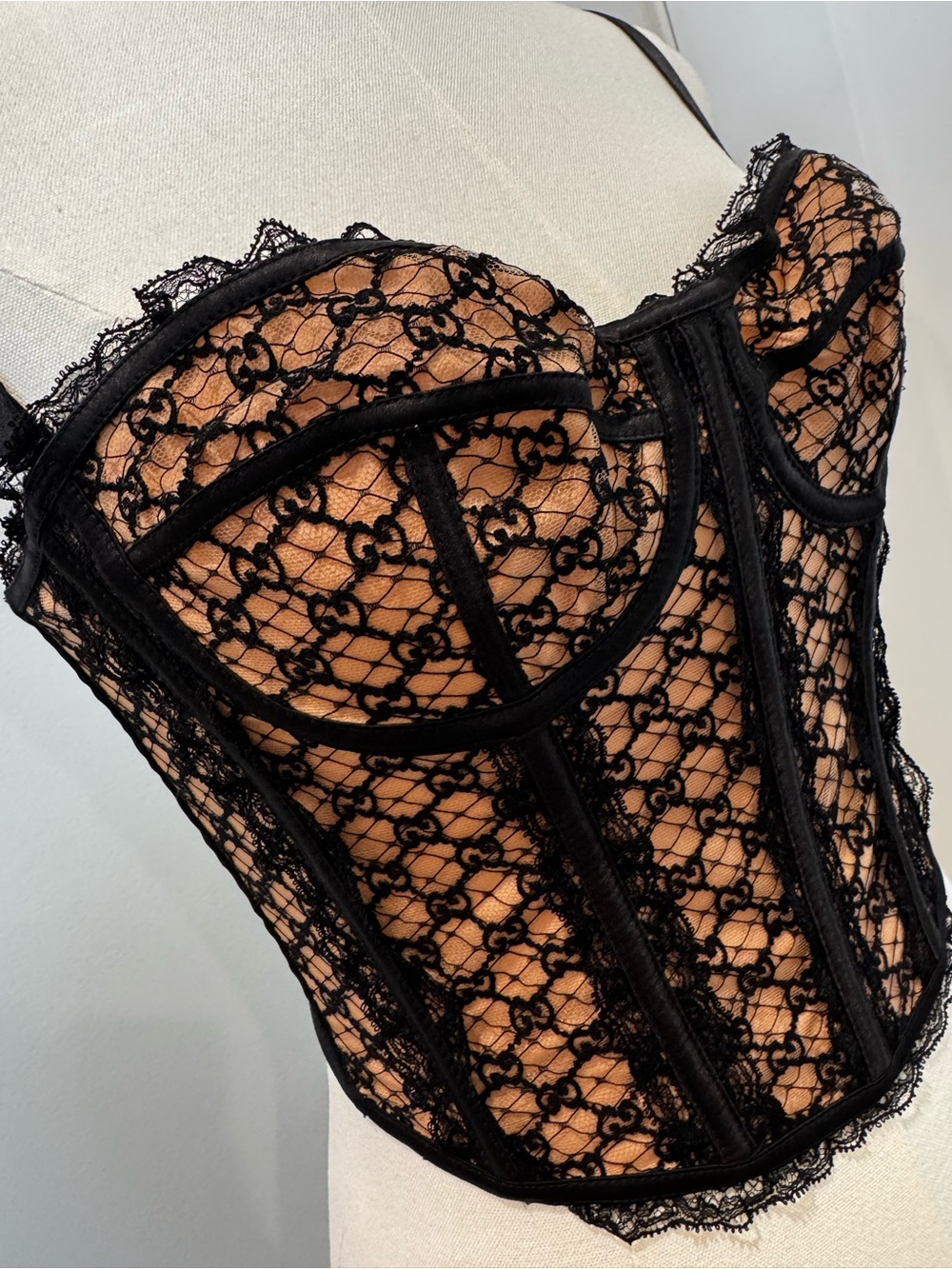 Gucci Black Lace Corset Bustier